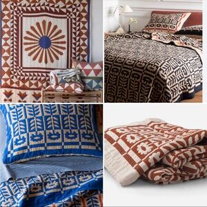 Schoolhouse Quilts in Blue, Brown, and White
